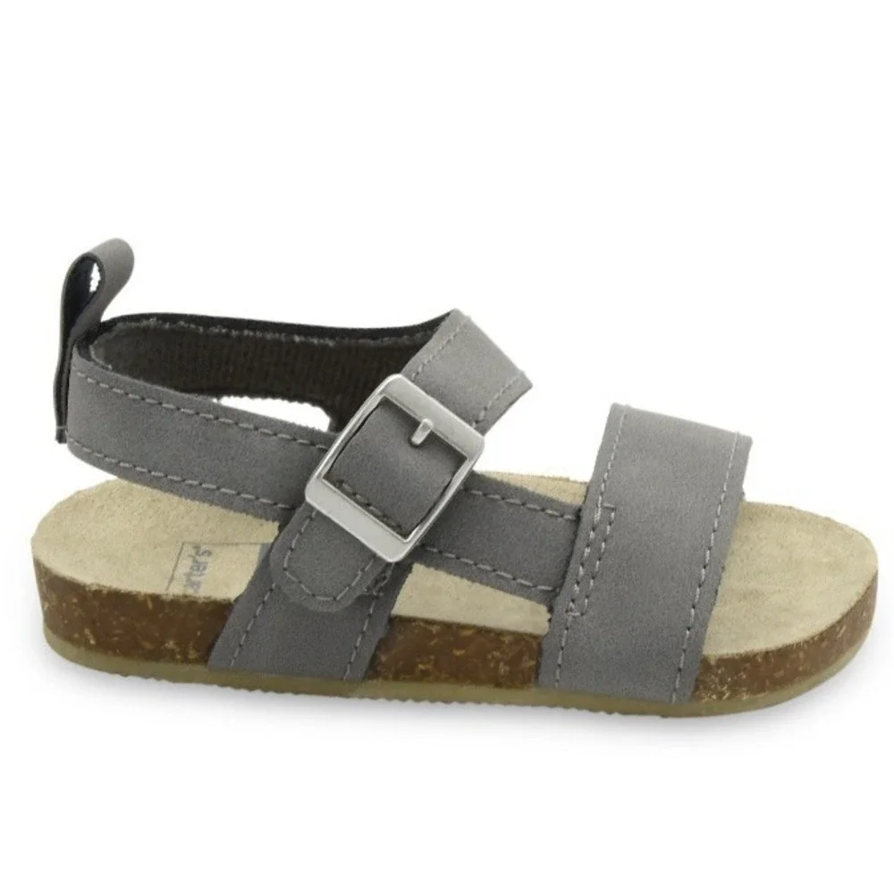 Carters Baby Boy Gray Cork Sole Sandal Crib Shoes 0-3 Months New with Tags Cute